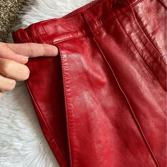 Vintage Excelled Red Leather Pants Silky Lined High Rise Womens Sz 10 - Picture 5 of 13